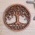 Wood relief panel, 'Leaf Generation' - Hand-Carved Suar Wood Round Relief Panel with Tree (image 2) thumbail