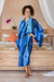 Rayon batik robe, 'Cerulean Ocean' - Rayon Batik Robe with Blue Abstract Pattern Crafted in Bali (image 2b) thumbail