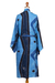 Rayon batik robe, 'Cerulean Ocean' - Rayon Batik Robe with Blue Abstract Pattern Crafted in Bali (image 2d) thumbail