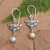 Aretes colgantes de perlas cultivadas - Aretes colgantes de loto de plata esterlina y perlas cultivadas