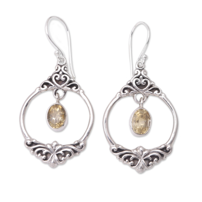 Citrine dangle earrings, 'Daylight Miracle' - Citrine and Sterling Silver Dangle Earrings Crafted in Bali