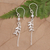 Cultured pearl dangle earrings, 'Live by the Leaf' - Sterling Silver and Grey Cultured Pearl Dangle Earrings