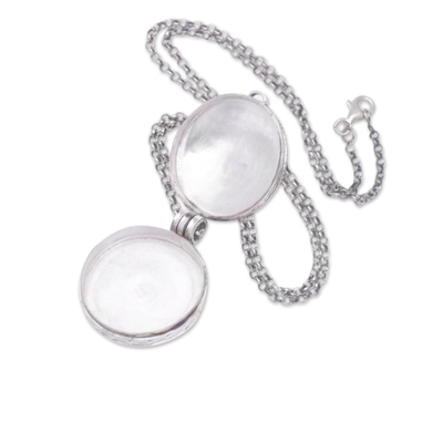 Amethyst locket necklace, 'Amethyst Memories' - Sterling Silver Amethyst Locket Necklace from Bali