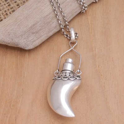 Men's amethyst pendant necklace, 'Aromatic Fang' - Men's Sterling Silver Pendant Necklace with Faceted Amethyst