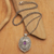 Collar medallón de amatista - Collar de medallón de plata esterlina oxidada con piedra de amatista
