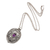 Collar medallón de amatista - Collar de medallón de plata esterlina oxidada con piedra de amatista
