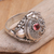 Garnet locket ring, 'Precious Swirl' - Sterling Silver Garnet Locket Ring from Bali (image 2b) thumbail