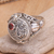Garnet locket ring, 'Precious Swirl' - Sterling Silver Garnet Locket Ring from Bali (image 2c) thumbail