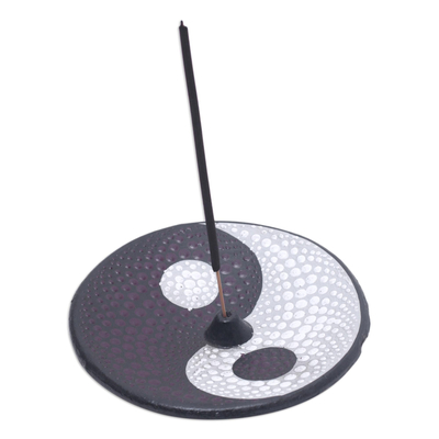 Yin Yang Ceramic Incense Holder Hand-painted in Indonesia