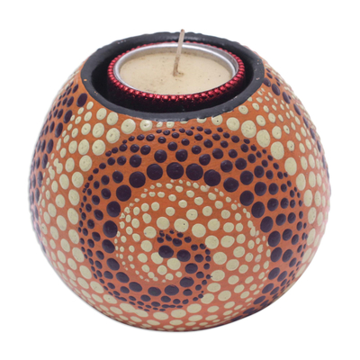 Ceramic Tealight Candle Holder Hand Painted in Indonesia