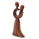 Wood statuette, 'Valentine Dance' - Abstract Lovers Wood Statuette Hand Carved in Indonesia