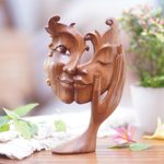 Wood sculpture, 'Lovely Sisterhood' - Suar Wood Brown Sculpture Hand-Carved in Bali