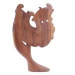 Wood sculpture, 'Lovely Sisterhood' - Suar Wood Brown Sculpture Hand-Carved in Bali