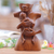 Wood sculpture, 'Maternal Affection' - Suar Wood Brown Sculpture with Hand-Carved Tender Scene (image 2) thumbail