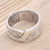 Men's sterling silver band ring, 'The Ocean in Kelingking' - Men's Sterling Silver Band Ring with Wave Motif from Bali (image 2b) thumbail
