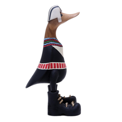 Wood sculpture, 'King Duck of Egypt' - Bamboo and Teak Wood Duck Sculpture in Royal Egyptian Attire