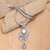Amethyst and cultured pearl pendant necklace, 'Purple Butterfly Teardrop' - Sterling Silver Pendant Necklace with Amethyst and Pearl