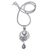 Amethyst and cultured pearl pendant necklace, 'Purple Butterfly Teardrop' - Sterling Silver Pendant Necklace with Amethyst and Pearl