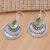 Peridot dangle earrings, 'Green Jungle Moon' - Natural Peridot Sterling Silver Dangle Earrings from Bali