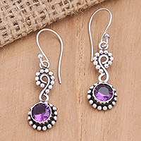 Details about   Artisan Sterling and Amethyst Crystal Drop Dangle Earrings Mod Design 