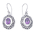 Amethyst dangle earrings, 'Purple Medallion of Bali' - Balinese Sterling Silver Dangle Earrings with Amethyst Gems