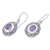 Amethyst dangle earrings, 'Purple Medallion of Bali' - Balinese Sterling Silver Dangle Earrings with Amethyst Gems