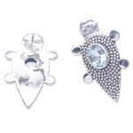 Blue topaz button earrings, 'Heaven's Tortoise' - Sterling Silver Blue Topaz Tortoise Button Earrings