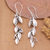 Sterling silver dangle earrings, 'Merry Leaves' - Sterling Silver Dangle Earrings with Leafy Design from Bali (image 2) thumbail