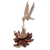 Escultura de madera - Escultura de pájaro de madera tallada Jempinis con base natural