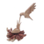 Holzskulptur - Geschnitzte Vogelskulptur aus Jempinis-Holz mit natürlichem Sockel