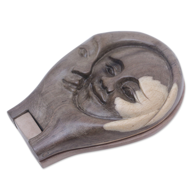 Foldable Moon Hand Mirror Hand-Carved from Hibiscus Wood