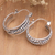 Sterling silver hoop earrings, 'Crossed Orbs' - Sterling Silver Hoop Earrings in a Combination Finish (image 2) thumbail
