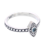 Blue topaz cocktail ring, 'Blue Glance' - Balinese Blue Topaz and Sterling Silver Cocktail Ring