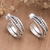 Sterling silver half-hoop earrings, 'Cross on You' - Sterling Silver Half-hoop Earrings Crafted in Bali (image 2) thumbail