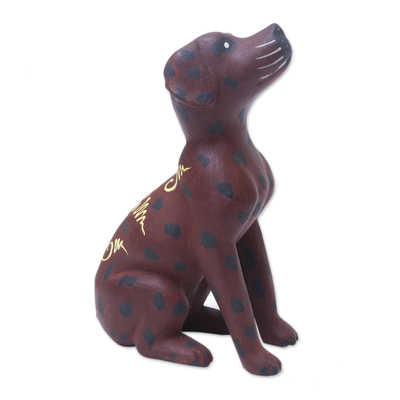 Dog Wood Figurine Hand-carved & Hand-painted in Indonesia