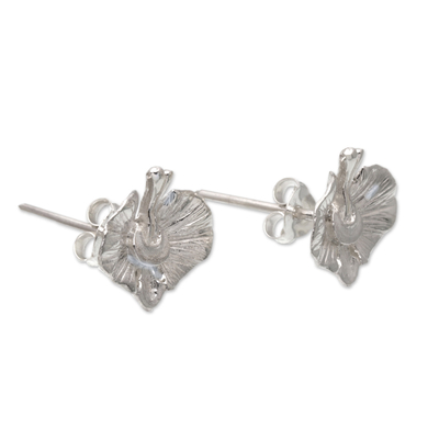 Sterling silver stud earrings, 'Simply Orchids' - Balinese Orchid Sterling Silver Fashion Stud Earrings