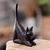 Holzskulptur - Balinesische handgeschnitzte Jempinis-Holzskulptur einer schwarzen Katze