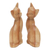 Wood sculpture, 'Feline Twins' (pair) - Pair of Jempinis Wood Cat Sculptures in Natural Brown (image 2b) thumbail