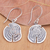 Sterling silver dangle earrings, 'Wooden Slice' - Modern Sterling Silver Dangle Earrings with Wood Details