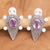 Amethyst button earrings, 'Heaven's Purple Tortoise' - Sterling Silver Amethyst Tortoise Button Earrings