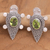 Peridot button earrings, 'Heaven's Green Tortoise' - Sterling Silver Peridot Tortoise Button Earrings