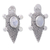 Rainbow moonstone button earrings, 'Heaven's White Tortoise' - Sterling Silver Rainbow Moonstone Tortoise Button Earrings