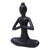 Wood sculpture, 'The Calm' - Hand-Carved Suar Wood Yoga Sculpture in Dark Tone