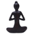 Wood sculpture, 'The Calm' - Hand-Carved Suar Wood Yoga Sculpture in Dark Tone