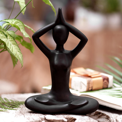 Wooden Yoga Meditation Statue - Wooden Handmade Abstract Sculpture Yoga  Statue- Wood Figurine Yoga Figure for Living Room, Galleries