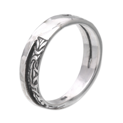Sterling silver band ring, 'Gap of Life' - Sterling Silver Unisex Band Ring Handcrafted in Bali