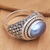 Cultured pearl cocktail ring, 'Blue Wave' - Sterling Silver Cocktail Ring with Blue Cultured Pearl