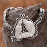 World Peace Project blue topaz and citrine pendant bracelet, 'Peace, Love and Affection' - World Peace Dove Pendant Bracelet, Blue Topaz and Citrine