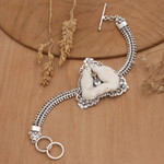 World Peace Project blue topaz and citrine pendant bracelet, 'Peace, Love and Affection' - World Peace Dove Pendant Bracelet, Blue Topaz and Citrine