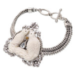 World Peace Project blue topaz and citrine pendant bracelet, 'Peace, Love and Affection' - World Peace Dove Pendant Bracelet, Blue Topaz and Citrine
